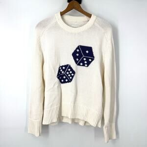 Abercrombie & Fitch Oversized Cream Dice Sweater S Chunky Knit Crewneck Preppy